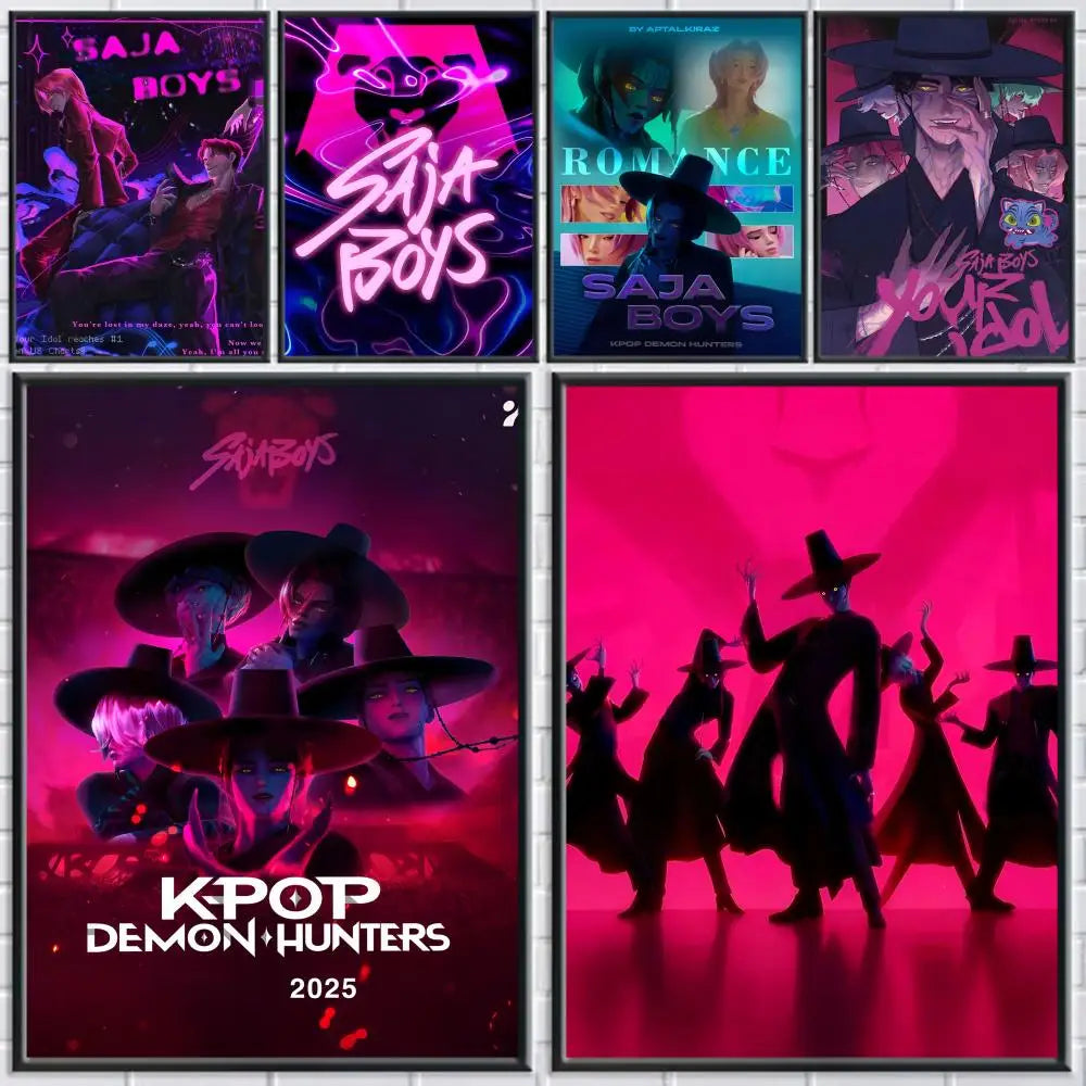KPop S-saja Boys Demon Hunters  Poster Premium Aesthetic Posters Sticker For Living Room Or Bar Painting Decoration Wall Art