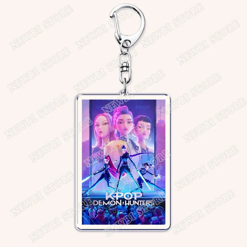 HOT Kpop Demon Hunters Huntrix Saja Boys Keychains for Accessories Bag Rumi Zoey Jinu Ramen Ramyeon Keyring Jewelry Fans Gifts