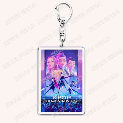 HOT Kpop Demon Hunters Huntrix Saja Boys Keychains for Accessories Bag Rumi Zoey Jinu Ramen Ramyeon Keyring Jewelry Fans Gifts