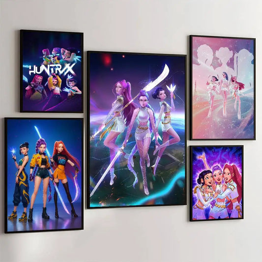 K-pop D-Demon Hunters Movie Sticky Posters Whitepaper Sticker DIY Room Bar Cafe Posters Wall Stickers