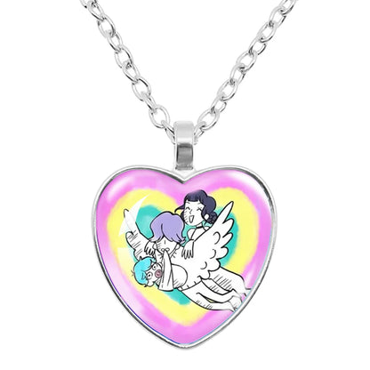 Rumi Zoey Mira Heart Glass Pendant Necklaces KPop Demon Hunters sajaboy Charm Necklace Fans Jewelry Accessories Cosplay Gift