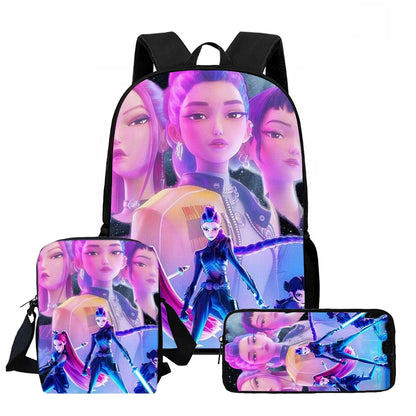 Cartoon  KPop Demon Hunters Child School Backpack With Shoulder Bag Pencil Bag For Kindergarten,Light Weight Child Bags