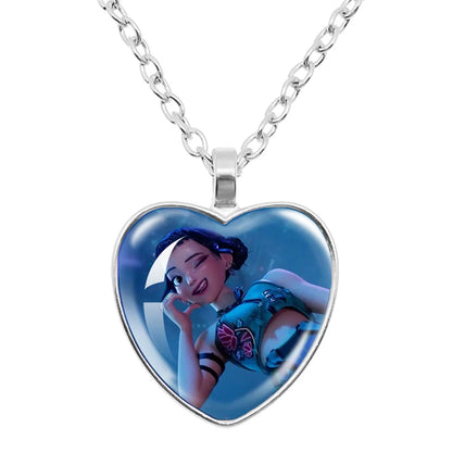 Rumi Zoey Mira Heart Glass Pendant Necklaces KPop Demon Hunters sajaboy Charm Necklace Fans Jewelry Accessories Cosplay Gift