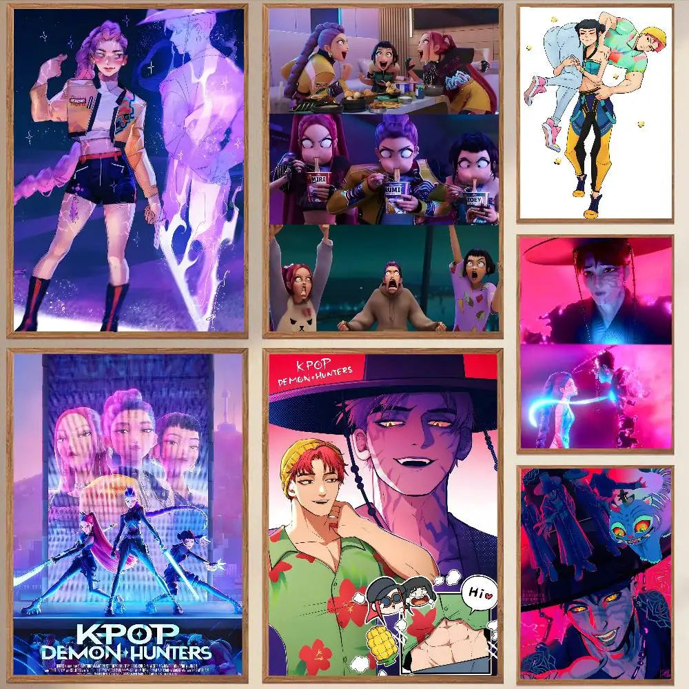 Hot Movie K-pop D-Demon H-Hunters Anime Poster Waterproof HD Art Wall Decal Self-Adhesive Print. Aesthetic Home Room Decor for L