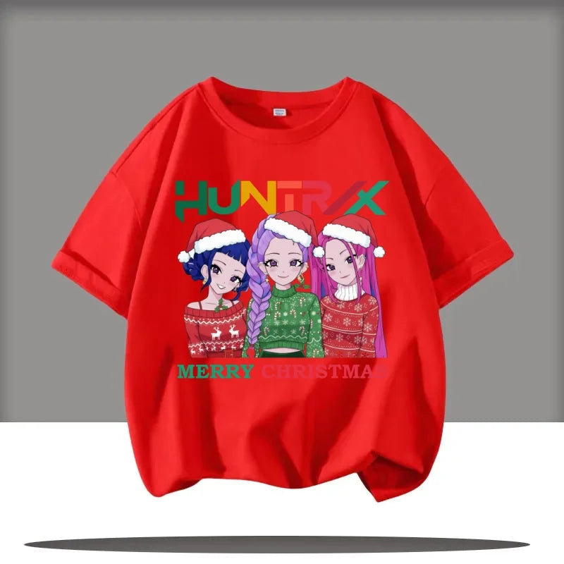 2025 New Hot KPop Demon Hunters Child Short Sleeve T-shirt Anime Character Print Tees Boys Girls Casual Tops Birthday Gift