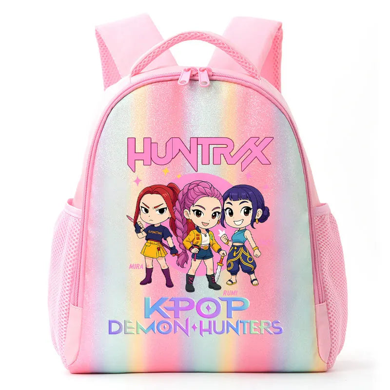 For K-Pop Demon Hunters Student Rainbow Backpack Anime Accessories HUNTR/X Rumi Mira Zoey Schoolbag Children's Birthday Gifts