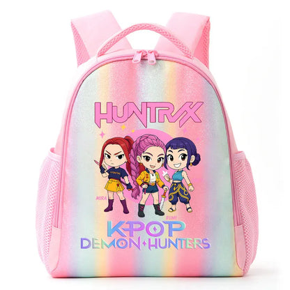 For K-Pop Demon Hunters Student Rainbow Backpack Anime Accessories HUNTR/X Rumi Mira Zoey Schoolbag Children's Birthday Gifts