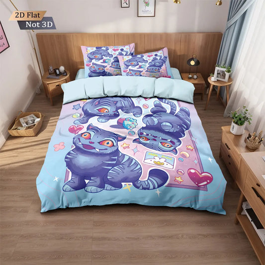 3pcs K-Pop Demon Hunters Printed Chipless Bedding Set Multi Size Comfortable Bedroom Bedding Decoration Machine Washable