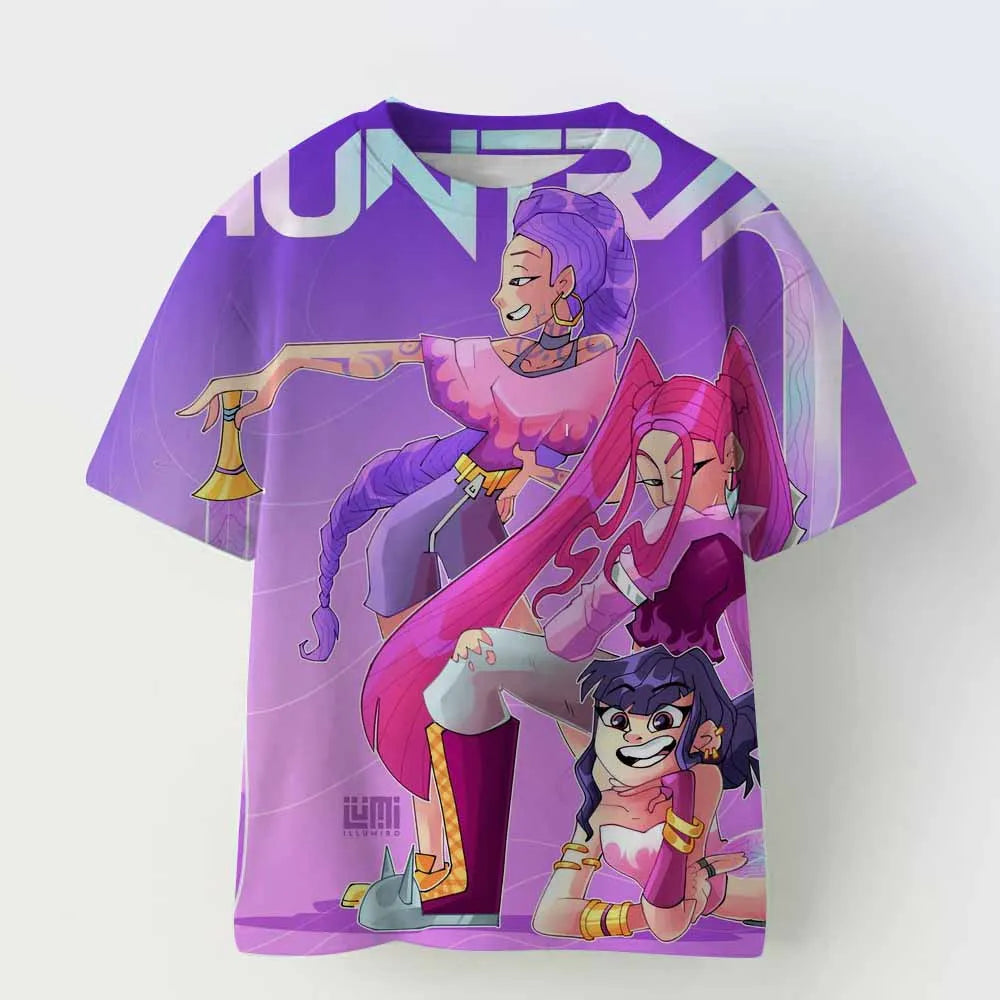 Vintage Rumi Tiger KPop Demon Hunters Print T-Shirt Anime Short Sleeve Tee Summer Girl Boy Shirt Casual Tops Crewneck Clothing