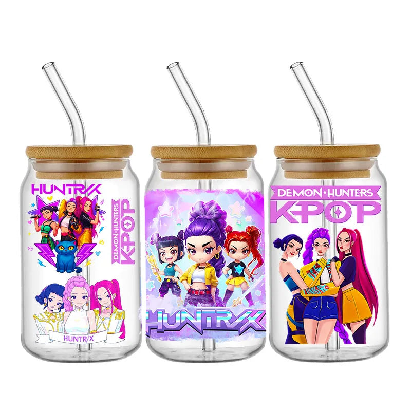 Demon Hunters Movie Kpop Lover Gift Anime Fan UV DTF Stickers Ready To Transfer Cup Wrap Custom DIY Craft For Libbey Can Glass