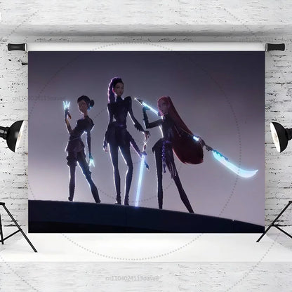 K-Pop Demon Hunters Tapestry - Anime Kpop Wall Banner For Party Backdrop Aesthetic Living Room Decor Anime Tapestry Wall Tapestr