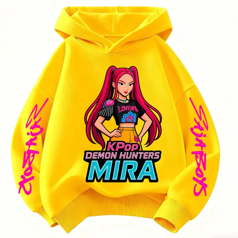 Fall and winter Kpop demon hunter children's hooded sweatshirt cute Kpop demon hunter tiger top Harajuku boys and girls