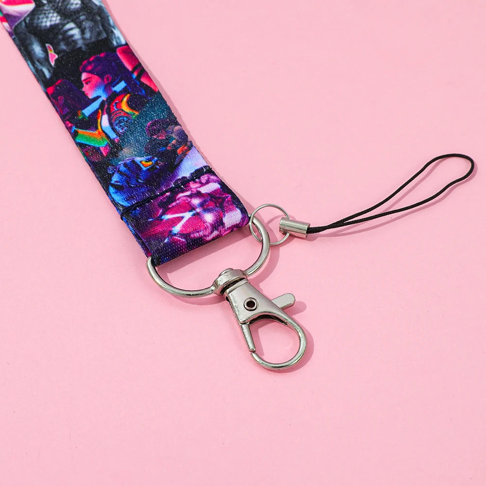 K Pop Demon Hunters Cartoon Characters Lanyard Card Holder Fans Phone Strap Keychain Gift for Friends