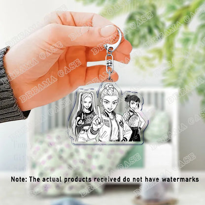 Cartoon Huntrix Saja Boys Acrylic Keychains Ring Double-Sided Key Chain Jewelry K-Pop Demon Hunters Fan Love Gifts