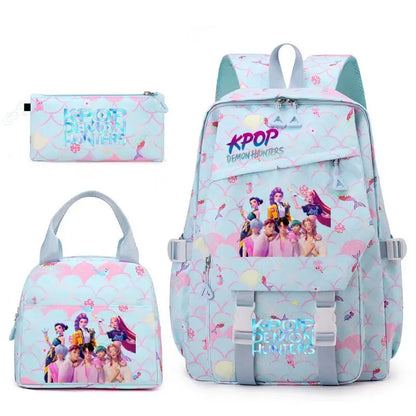 3pcs K-pop Demon Hunters Backpacks Cartoon Anime Schoolbag with A Lunch Bag Waterproof Kids Knapsacks Gifts for Student Rucksack