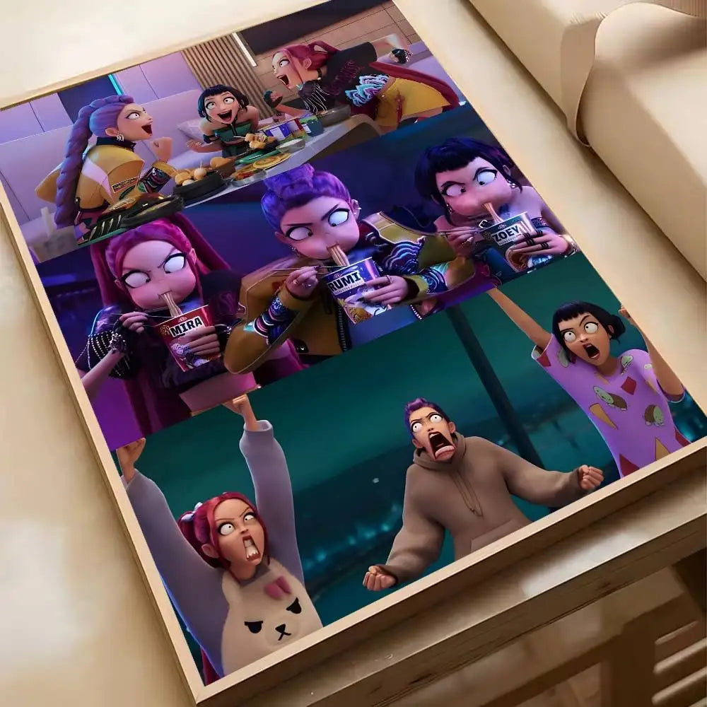 Hot Movie K-pop D-Demon H-Hunters Anime Poster Waterproof HD Art Wall Decal Self-Adhesive Print. Aesthetic Home Room Decor for L