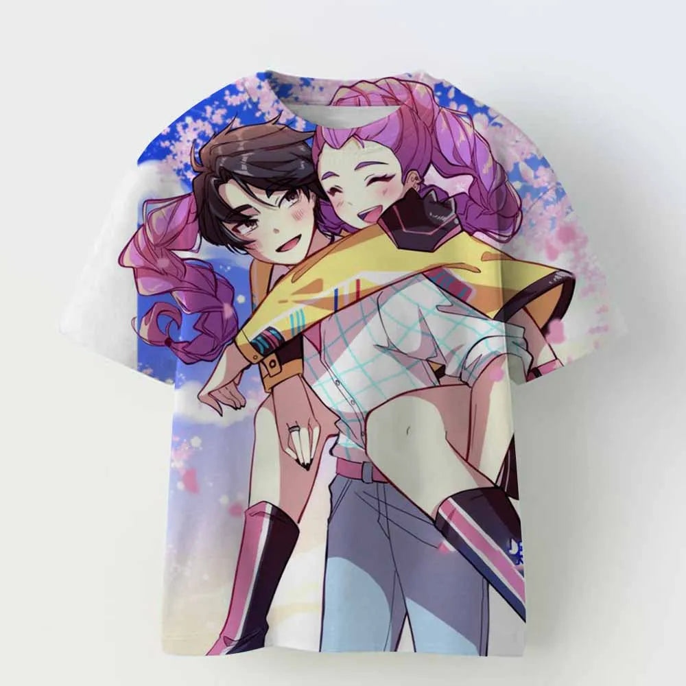 Kids T-shirt KPop Demon Hunters Print Fashion Casual Tops 2025 Movie Crew Neck Cartoon Girls Boys Tee Casual Baby Girl Clothes