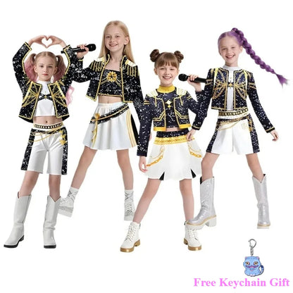 Anime Demon Hunter Cosplay Costume Girls Group Rumi Mira Zoey Kpop Singer Performance Cos Outfits Stage Show Halloween Party