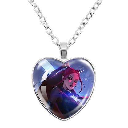 Rumi Zoey Mira Heart Glass Pendant Necklaces KPop Demon Hunters sajaboy Charm Necklace Fans Jewelry Accessories Cosplay Gift