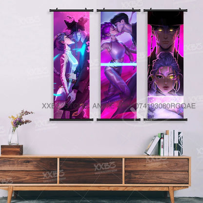 Anime For KPop Demon Hunters Wall Art Canvas Scrolls Pictures Kawaii Character Print Posters Home Decoration Hanging Painting