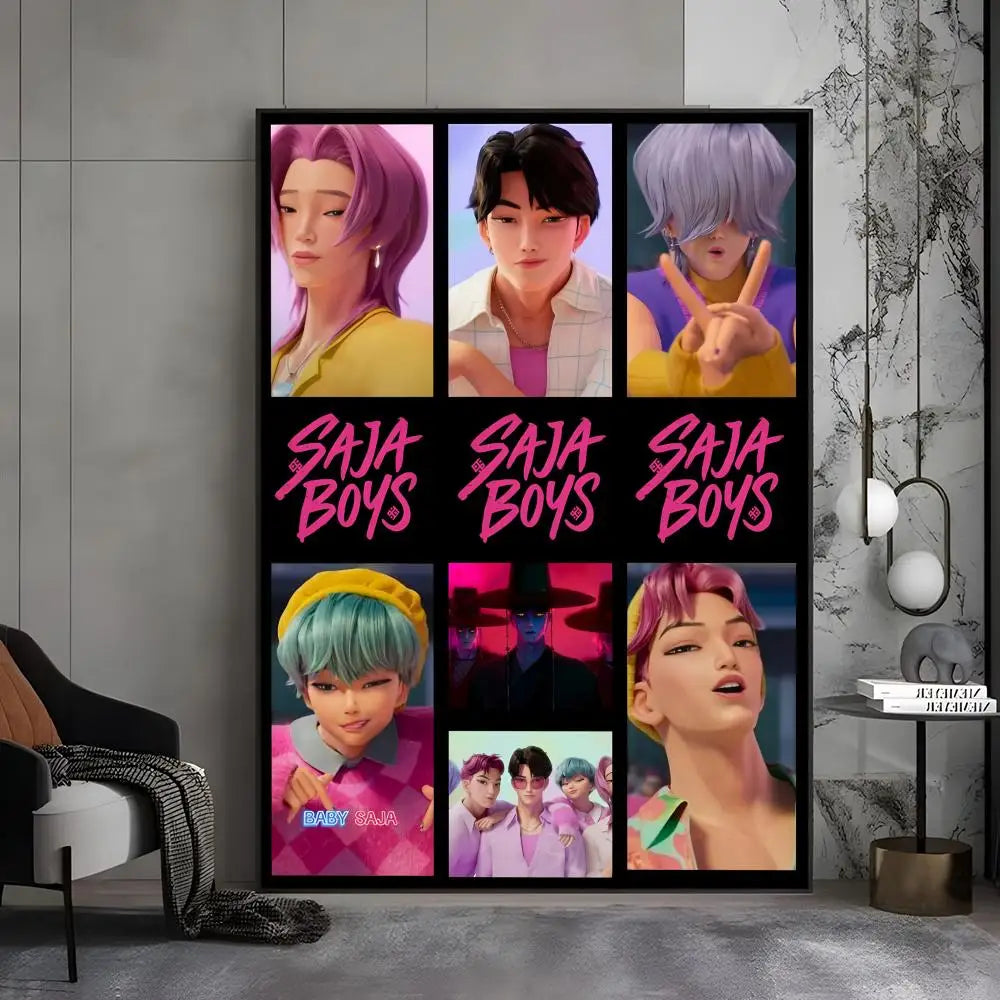 KPop S-saja Boys Demon Hunters  Poster Premium Aesthetic Posters Sticker For Living Room Or Bar Painting Decoration Wall Art