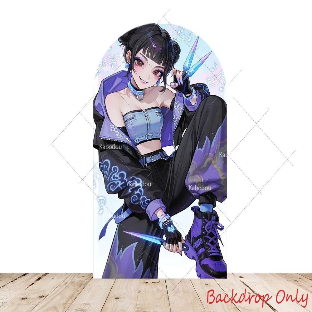 KPop Demon Hunters Backdrop Arch Cover Boy Band Girl Birthday Party Background Decoration Wall Princess Singing Group Concert