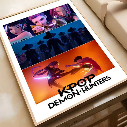 K-pop D-Demon Hunters Anime Poster Self-adhesive Art Waterproof Paper Sticker Coffee House Bar Room Wall Decor