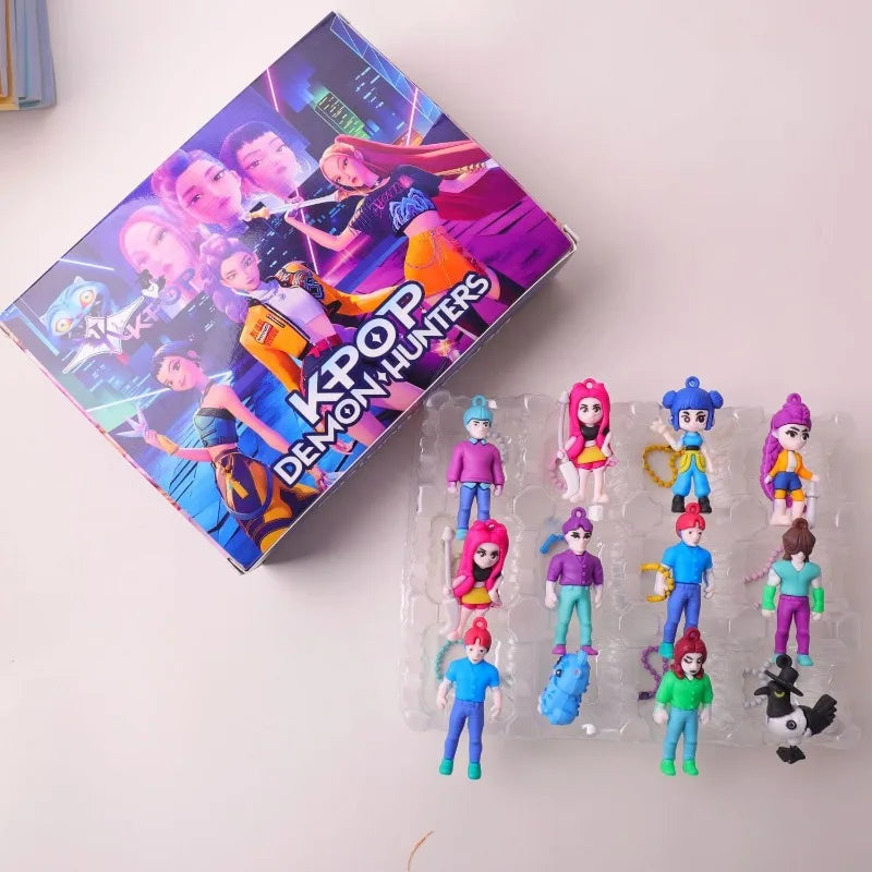 KPOP Demon Hunters Doll Fun Toy Kawaii Anime Doll Keychain Decorative Pendant Demon Girl Group Figure Model Toys Gift