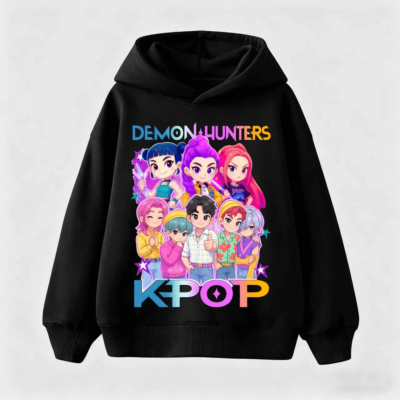 Fashion KPop Demon Hunter Rumi Derpy Cartoon Girls Boy Hooded Sweatshirt Warm Children's Korean Wave Casual Tops CasuOutfits Gif