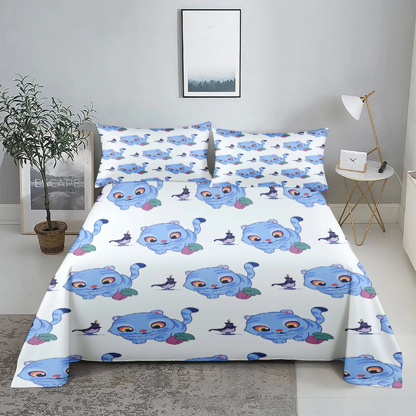 K-Pop D-Demon Hunters 3D Digital Flat sheet set Printing Bedroom Bed Sheet Pillowcase Bedding Kit for Home Decor