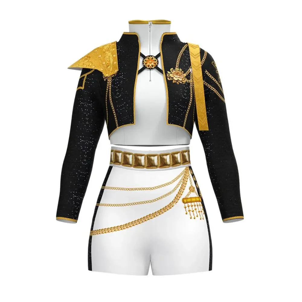 Kids Rumi Zoey Mira Demon Hunters Kpop Cosplay Costume for Child Girls Printed Clothing Roleplay Outfits Halloween Carnival Suit