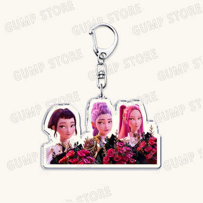 Hot Kpop Demon Hunters Huntrix Saja Boys Keychains for Accessories Jewelry Rumi Zoey Jinu Mira Sold My Soul Keyrings Fans Gifts