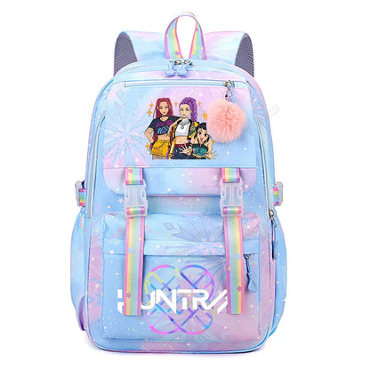 Anime KPop Demon Hunters Backpack Fashion High-capacity Backpack with Cartoon Character Graphics Rucksack Children Birthday Gift