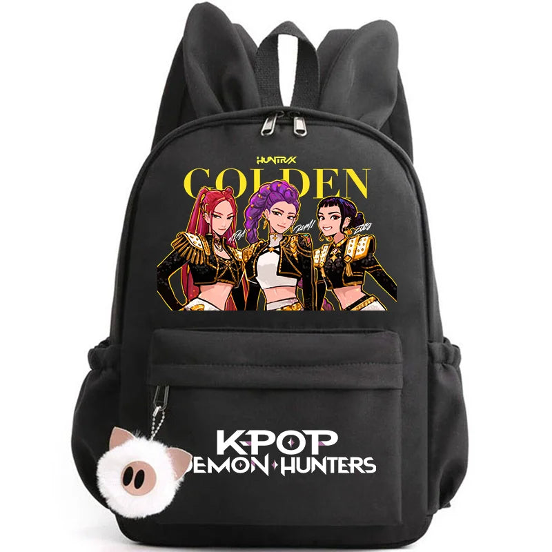 KPop Demon Hunter Backpack for Girls Boys Children Rucksack Casual School Bags Travel Rabbit Ears Backpacks Mochila gift bags