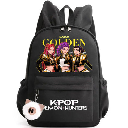 KPop Demon Hunter Backpack for Girls Boys Children Rucksack Casual School Bags Travel Rabbit Ears Backpacks Mochila gift bags