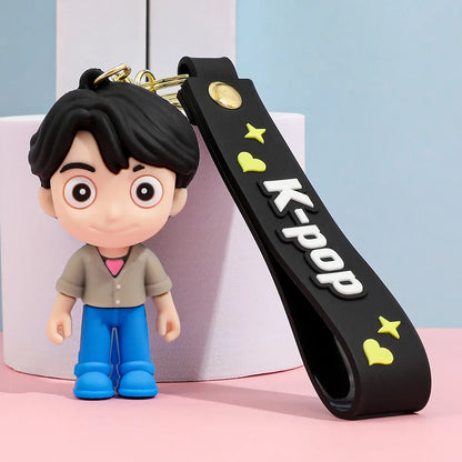 New K-pop Demon Hunters Anime Figure Keyring for Students Car Keychains Rumi Mira Zoey Pendants Backpack Decoration Key Ring