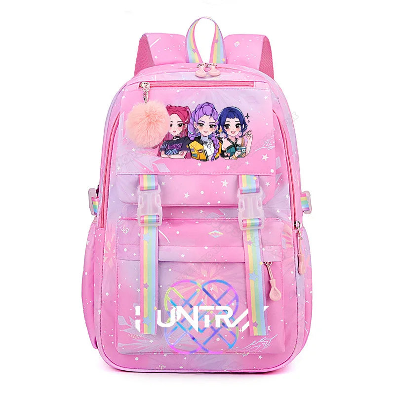 Anime KPop Demon Hunters Backpack Fashion High-capacity Backpack with Cartoon Character Graphics Rucksack Children Birthday Gift