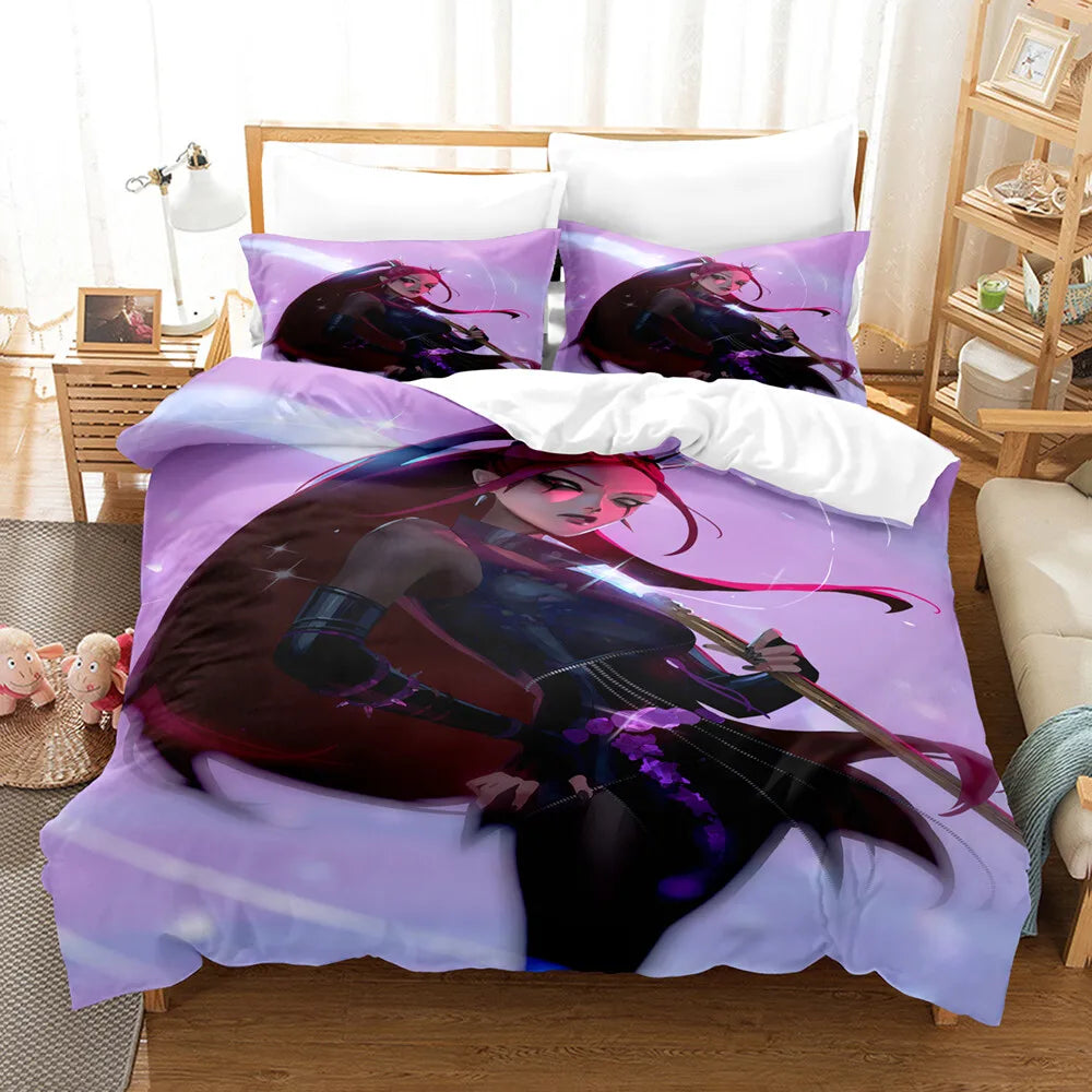 3pcs Kpop Demon Hunters Theme Duvet Cover Set EU Single Size Bedding Sets Quilt Cover Duvet Cover for Kids Adults k pop Huntrix