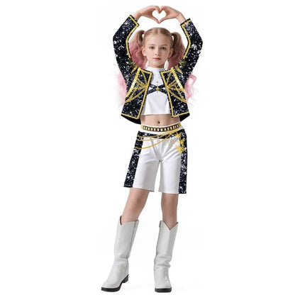 Girls Kpop Zoey Cosplay Costume Kids Fancy Party K-Pop Demon Hunters Rumi Costume Idol Mira Cosplay Halloween Carnival Clothes