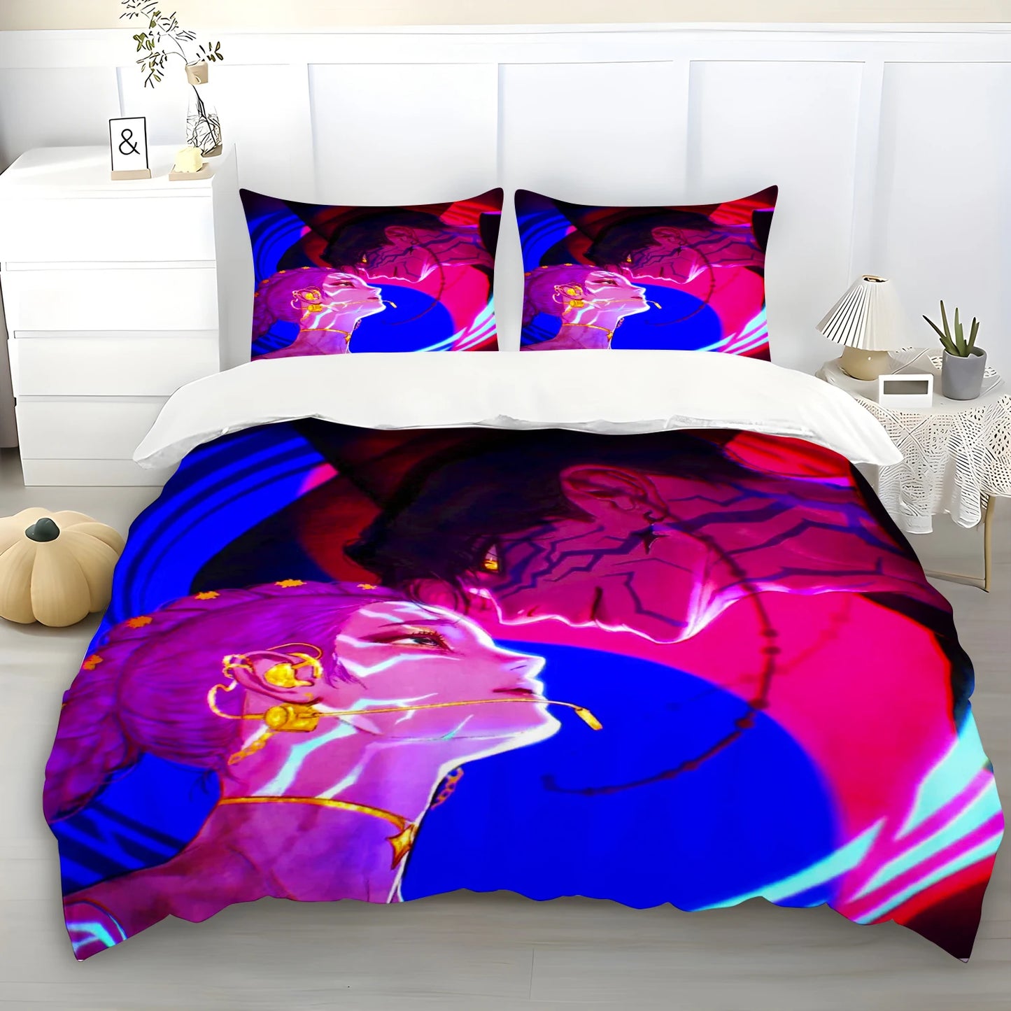 K-Pop Demon Hunters Themed Bedding Set Colorful Print Duvet Cover & Bed Sheet Student Dormitory Textile Kid Gift