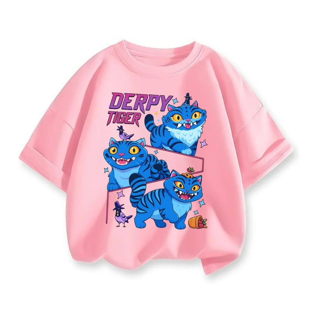 New 2025 Korean Wave Demon Hunter Cotton Printed Fashion Casual Round Neck Cartoon Girl T-shirt