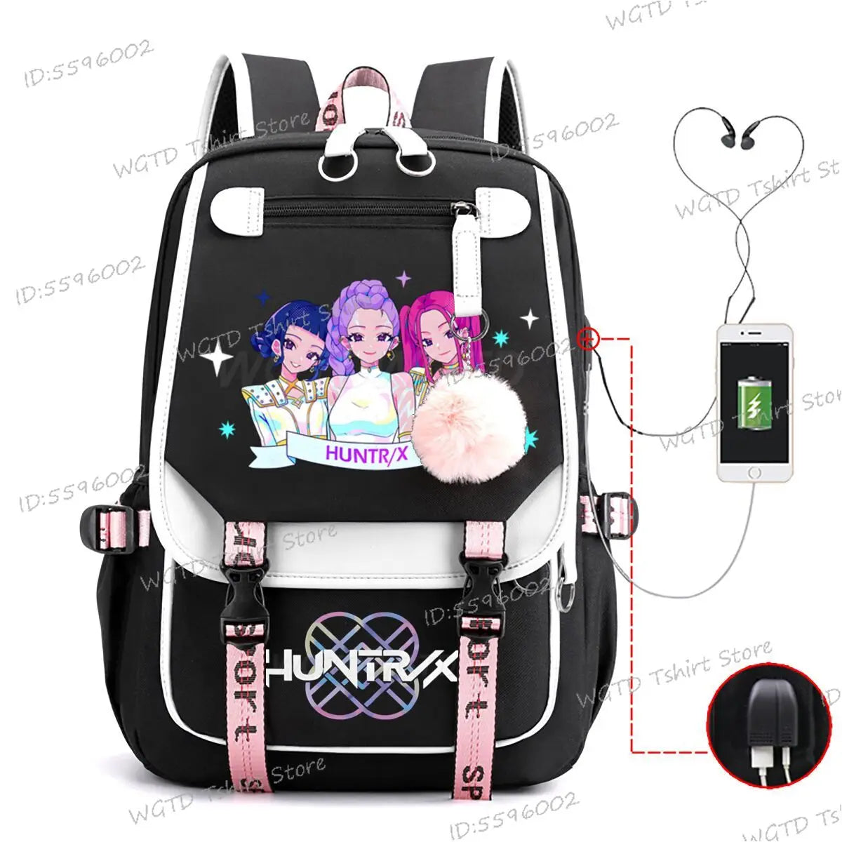 K-pop Demon Hunters Fashion Backpack for Girls Boys Anime Cartoon Large Capacity Schoolbag Children Multi-function Shoulder Bag