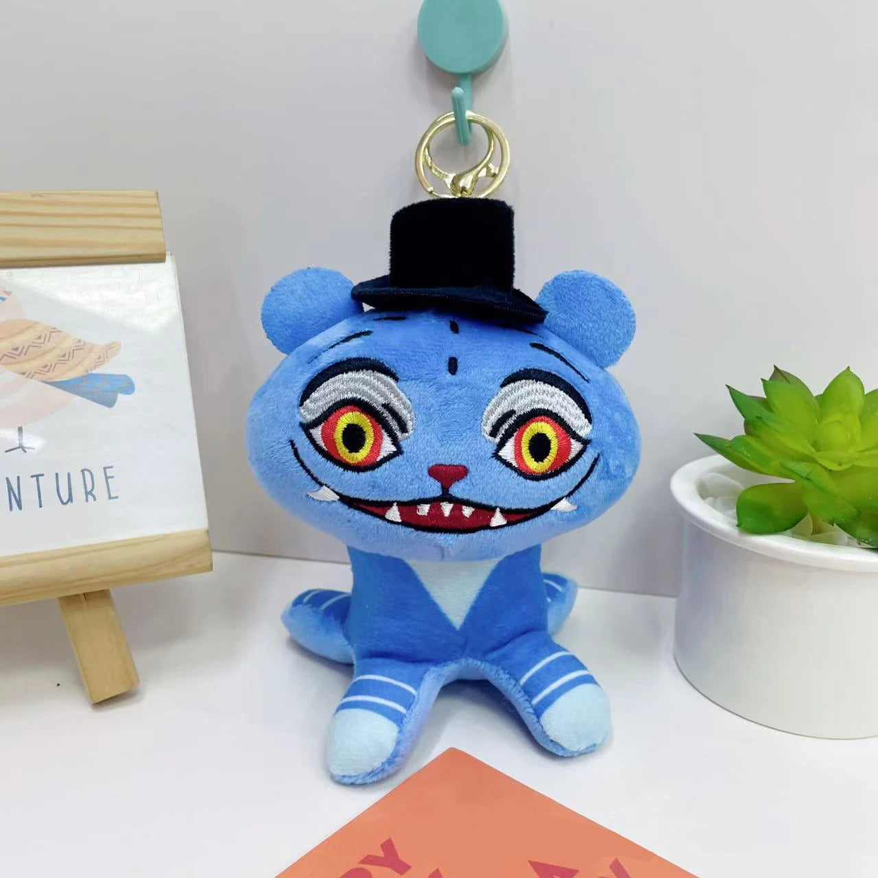 Anime Kpop Demons Hunters Plush Keychain Cute Purple Tiger Black Hat Magpie With 3 Eyes Monster Keychain Plush Toy For Fans Gift