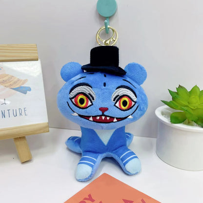 Anime Kpop Demons Hunters Plush Keychain Cute Purple Tiger Black Hat Magpie With 3 Eyes Monster Keychain Plush Toy For Fans Gift