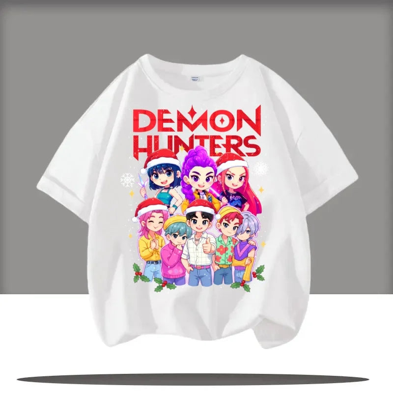 Toddler Girl Clothes Kpop Demon Hunters Cartoon Tee Shirt Funny Gift for Fans Harajuku Cool Kids T-shirts Summer Tops