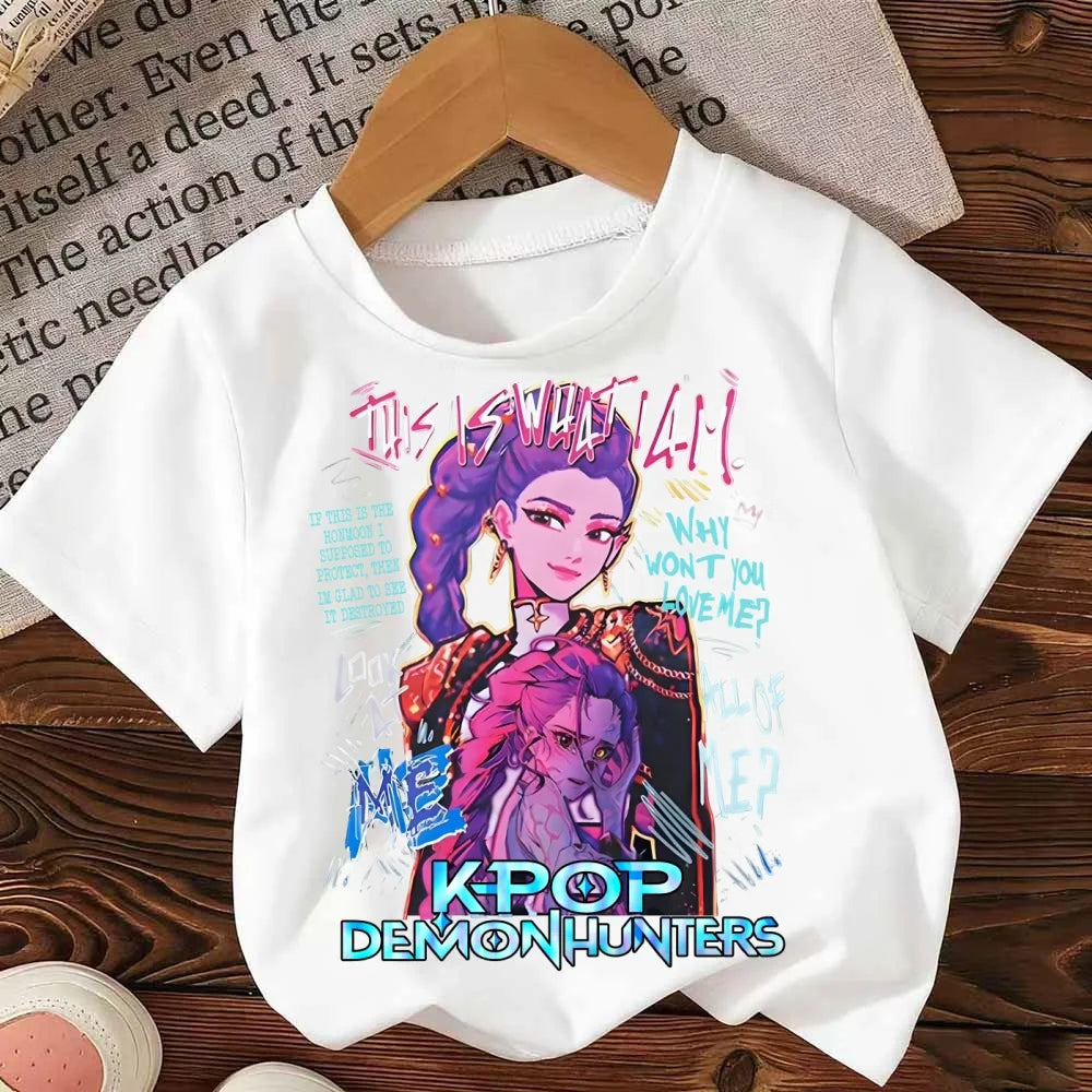 Move K-Pop Demon Hunters Tie Dye Patterned T-shirt Fashion Cotton Girl Clothes Toddler Round Neck Short Sleeve Top Birthday Gift