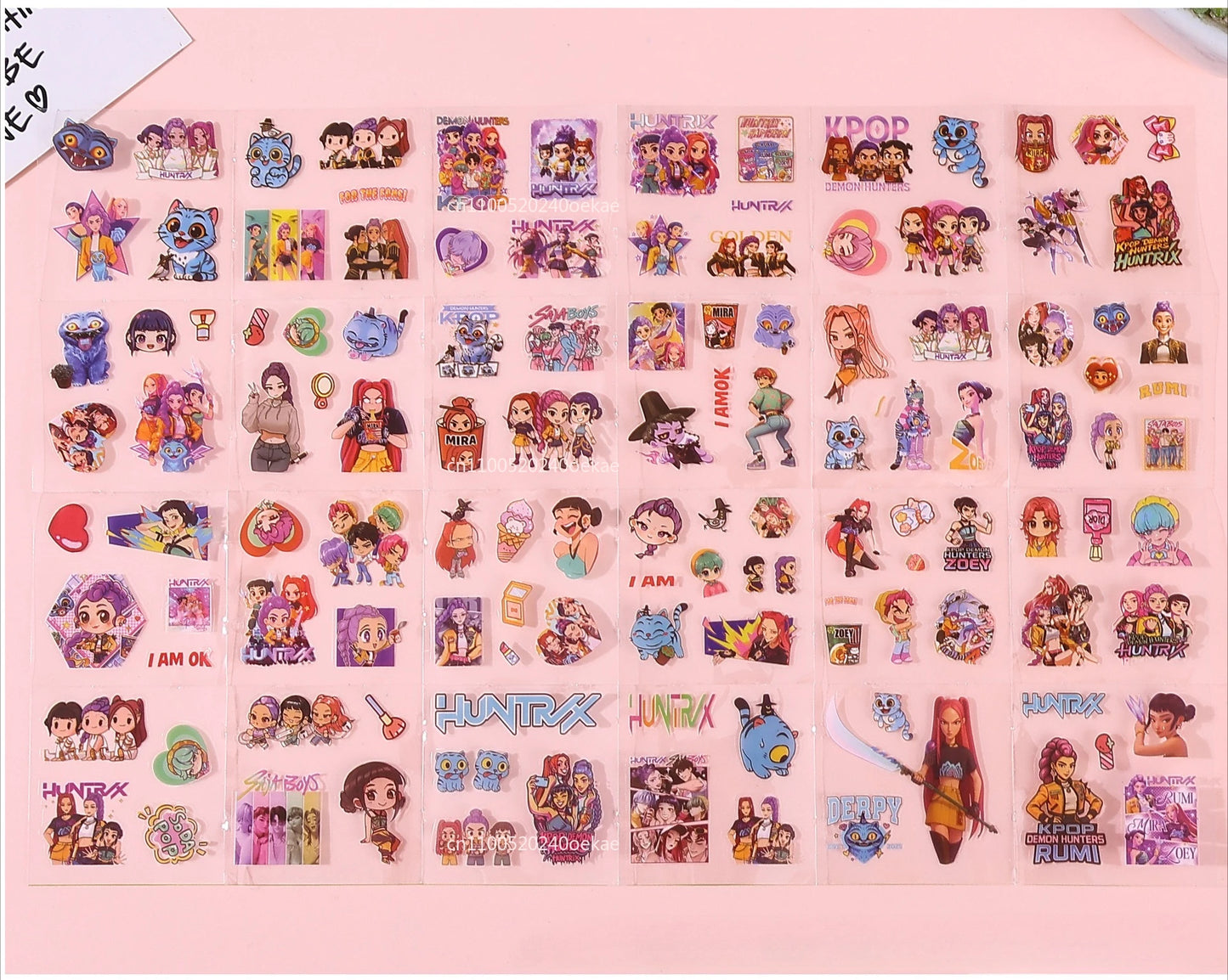 HOT Kpop Demon Hunters 96 sheets Transparent Handbook Stickers Gift Box Waterproof Creative Handbook Material Stickers