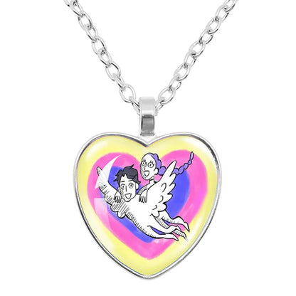 Rumi Zoey Mira Heart Glass Pendant Necklaces KPop Demon Hunters sajaboy Charm Necklace Fans Jewelry Accessories Cosplay Gift