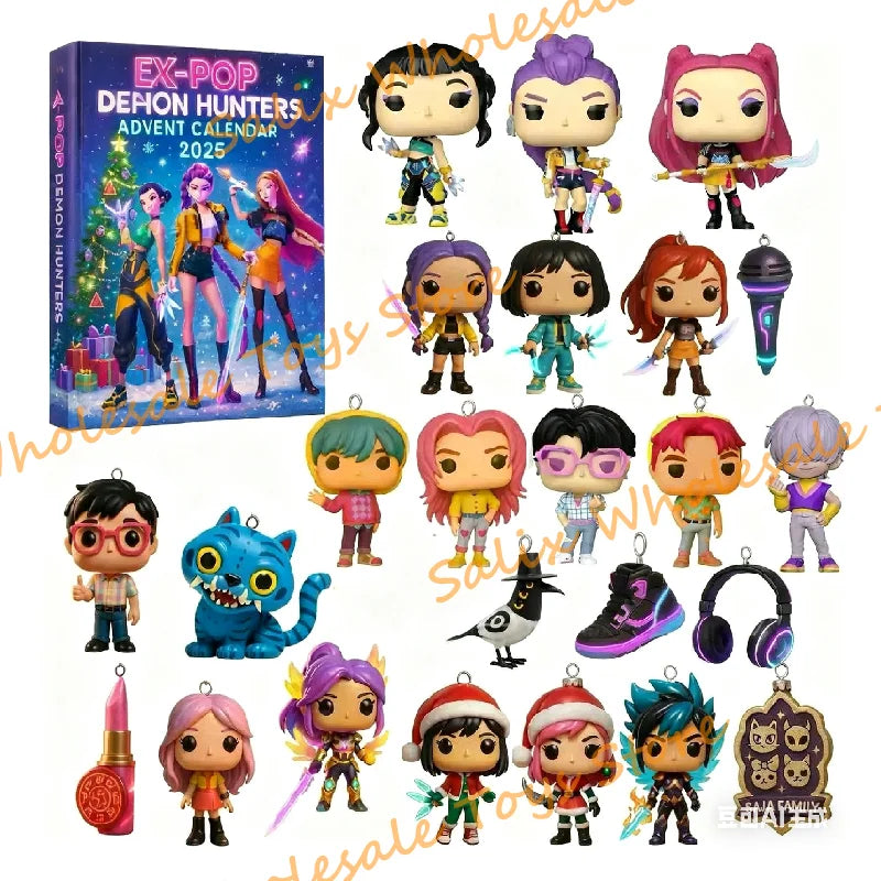 In Stock 2025 Kpop Demon Hunting 24pcs PVC Advent Christmas Calendar Surprise Blind Boxes For Halloween Mystery Box Gifts Toys