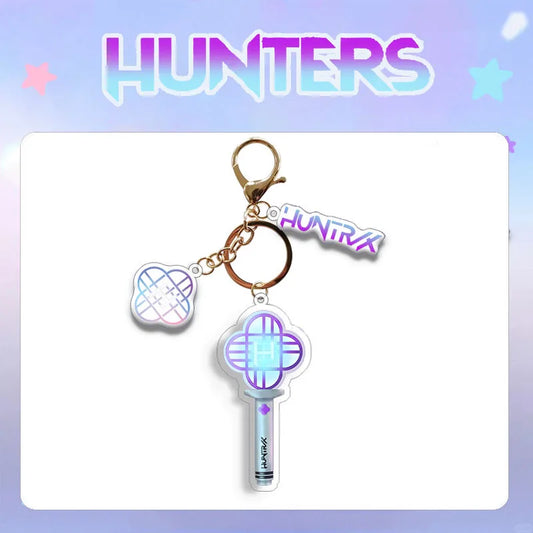 KPOP Demon Hunters Huntrix Saja Boys Idol Group Acrylic Keychains Zoey Mira Romance Baby Light Stick Korean Keyring Fans Gift